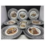 Eight Bicentennial Pewter Plates