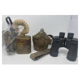 Binoculars, Canteen, Gas Mask, Belt