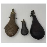 Brass and Leather Powder Flasks B