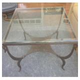 Glass Top Metal Base Occasional Table