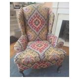 Upholstered Wing Chair with Queen Anne Legs