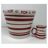 Ceramic Popcorn Bowl and Butter