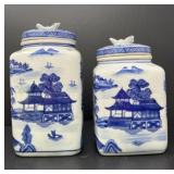 Blue and White Canister Set