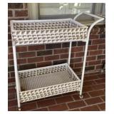 Wicker and Metal Beverage Cart