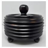 Ribbed Wooden Bowl with Lid