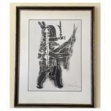 Artist Unknown ï¿½Dancing Warrior'  Linocut Print