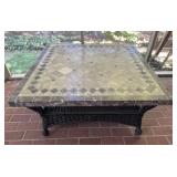 Wicker and Tile Coffee Table
