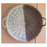 Split Painted Wicker Tray Basket