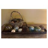Glass and Ceramic Spheres in Baskets