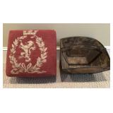Footstool and Asian Wooden Basket