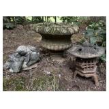 Concrete and Cast Iron Garden Decor
