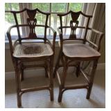 Vintage Rattan Chinoiserie Barstools