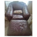 Leather Oversized Chair and Ottoman