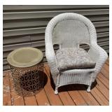Faux Wicker Chair and Garden Stool A