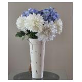 Faux Flower Arrangement Metal Vase