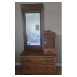 Antique Victorian Oak Chest with Mirror