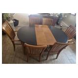 Maple Dining Room Table and Six Chairs
