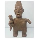Vintage Fertility Clay Statue Signed