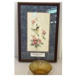 Signed, Numbered Hummingbird Print, Amber Bowl
