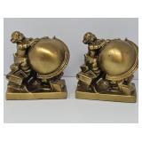 MCM Cast Metal Globe Gazing Scholar Bookends