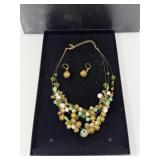Beaded and Gold Colored Necklace Set