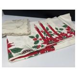 Vintage Christmas Tablecloth, Cutwork Runner