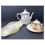 Teapot, German Plate, Small Sugar Bowl
