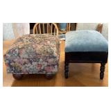 Two Upholstered Footstools with Storage