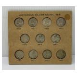 Complete Silver 11 Coin War Nickel Set