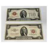 1928-G, 1953-A $2 US Note, Red Seal