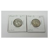 BU 1940-D and 1940-S Washington Quarters