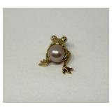 14K Leer Tokyo Pearl Co. Frog Pendant