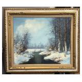 Vintage Oil on Canvas Winterscape "Dalton"