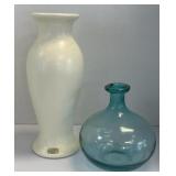 Tall Haegar Vase with Art Glass Vase