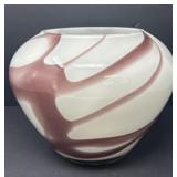 Purple and White Polish  Art Glass Vase