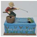 Cast Iron Mechanical Fishing Bank