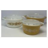 Pyrex  Butterfly Gold Casserole Dishes w/Covers