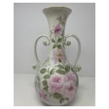 Floral Vase Hand Painted with Gold Trim