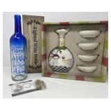 Olive Oil Dipping Set with Lighted Wine Bottle