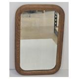 Squared Oval Oak Framed Vintage Mirror