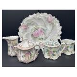 Large Painted Bowl, Two Cream and Sugar Sets