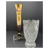 Bohemian Glass Vase and Crystal Vase