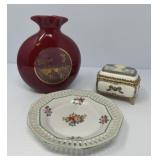 Japan Plate, Enameled Music Jewelry Box, Vase