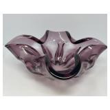 Amethyst Ruffled Art Glass Bowl