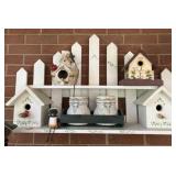 Birdhouse Shelf with Birdhouses