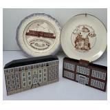 Two Commemorative  Plates and Two Wooden Replica