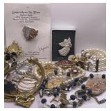Ladies Gold-Tone, Pearl Costume Jewelry