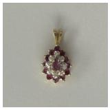 14K Gold Ruby and Diamond Pendant