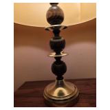 Brass Colored Lamp with Wooden Center