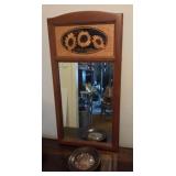 Wooden Mirror and Framed Floral Dried Flower Art